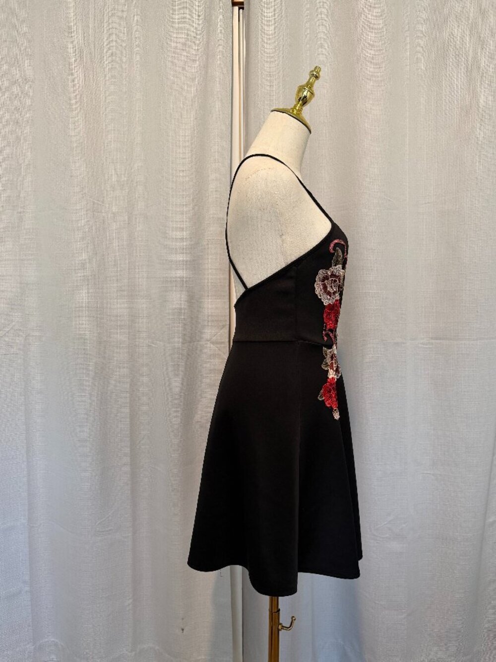 Charlotte Russe Y2K Floral Applique Mini Dress Black Small - Picture 5 of 9